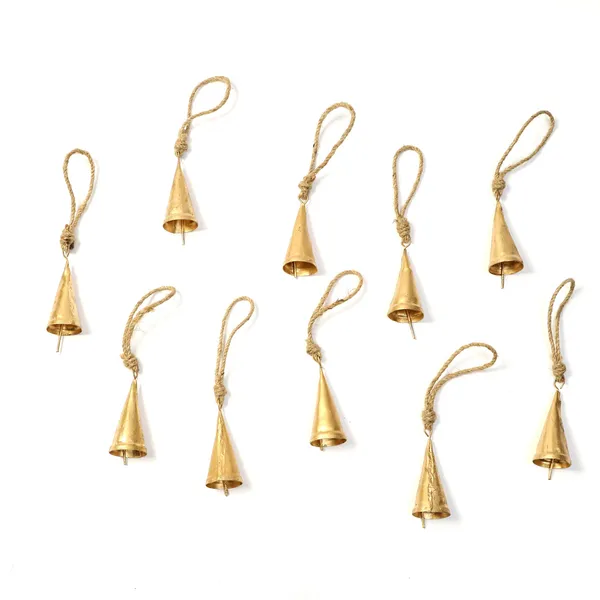 Metal_Hanging_Gold_Cone_Bells_(Pack_of_10)