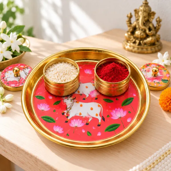 Brass_Sindoor_Thali_Set_with_2_Kumkum_Roli_Containers_|_Decorative_Pichwai_Design_Traditional_Pooja_Thali_for_Wedding,_Karwa_Chauth_&_Festive_Gifting
