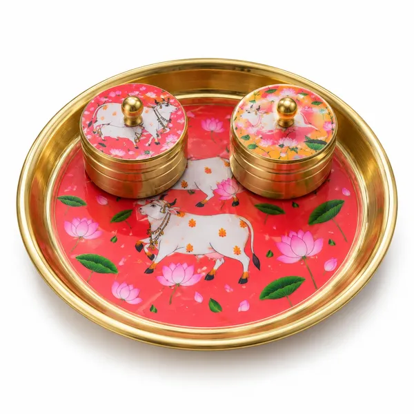 Brass_Sindoor_Thali_Set_with_2_Kumkum_Roli_Containers_|_Decorative_Pichwai_Design_Traditional_Pooja_Thali_for_Wedding,_Karwa_Chauth_&_Festive_Gifting