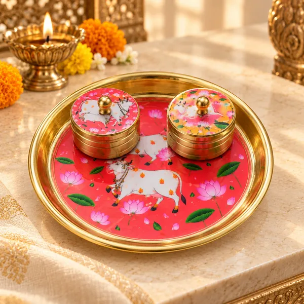 Brass_Sindoor_Thali_Set_with_2_Kumkum_Roli_Containers_|_Decorative_Pichwai_Design_Traditional_Pooja_Thali_for_Wedding,_Karwa_Chauth_&_Festive_Gifting