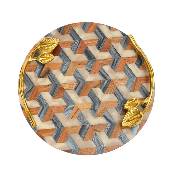 Multicolor_Wooden_Resin_Round_Serving_Platter_With_Inlay_Work_In_Resin_And_Wood_,_Snacks_And_Cheese_Platter_For_Home_&_Dining_Table_,_Multipurpose_Tray_With_Handles_(_(30X30)Cm_)