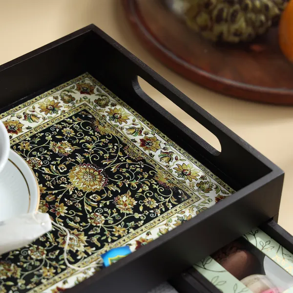 Black_Wooden_Multi_Serving_Tray_With_3_Drawers_For_Home_,_Multi_Storage_Organizer_Tray_,_Dining_Tray_,_Drawer_Tray_(_(26X22X14)Cm_)