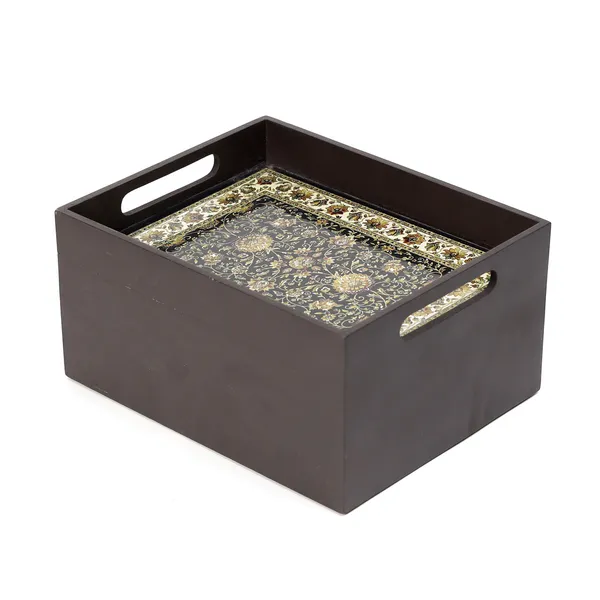 Black_Wooden_Multi_Serving_Tray_With_3_Drawers_For_Home_,_Multi_Storage_Organizer_Tray_,_Dining_Tray_,_Drawer_Tray_(_(26X22X14)Cm_)