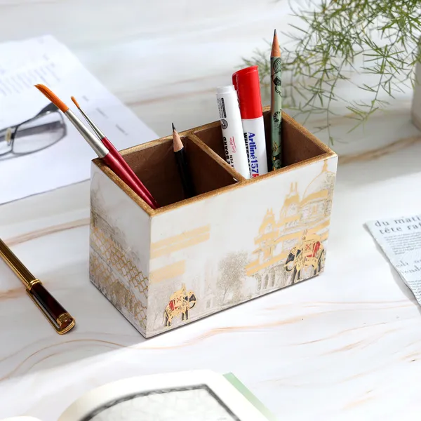 Combo_Set_of_WaterProof_Tray_Utility_Holder_and_Napkin_Holder_Wooden_Enamel_Tray_2_section_Stand_and_Napkin_Holder_for_Home_and_Office