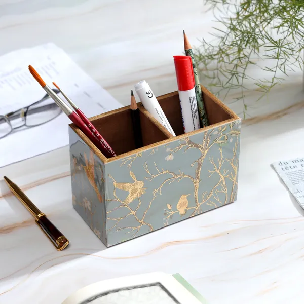 Combo_Set_of__Tray_Utility_Holder_and_Napkin_Holder_Wooden_Enamel_Tray_2_section_Stand_and_Napkin_Holder_for_Home_and_Office