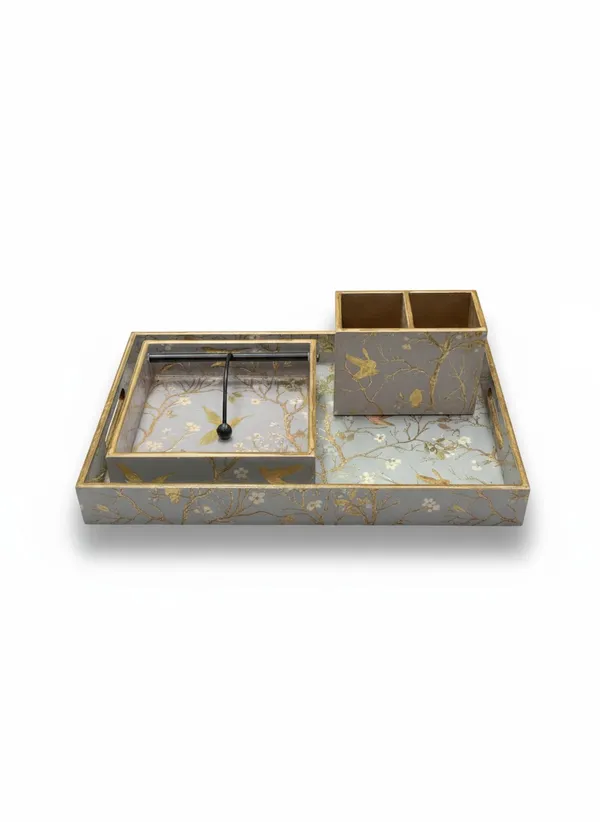 Combo_Set_of__Tray_Utility_Holder_and_Napkin_Holder_Wooden_Enamel_Tray_2_section_Stand_and_Napkin_Holder_for_Home_and_Office