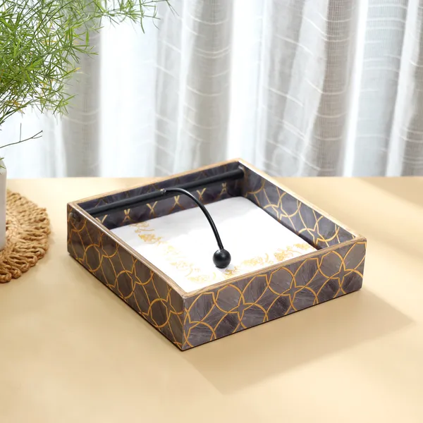 Combo_Set_of__Tray_Utility_Holder_and_Napkin_Holder_Wooden_Enamel_Tray_2_section_Stand_and_Napkin_Holder_for_Home_and_Office