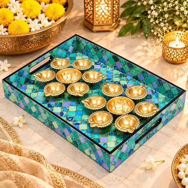 Decorative_Rectangle_Tray_with_2_Golden_Metal_Diya_Urlis__|_Festive_Diwali_Pooja,_Home_Décor_&_Gifting_Set