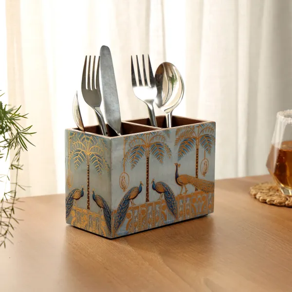 Enamel_Coated_Multiutility_Wooden_Holders_with_2_Sections_|_Trending_Spoon_Stand_Chammach_Holder|_Pen_Stand_(15xX10_cm)