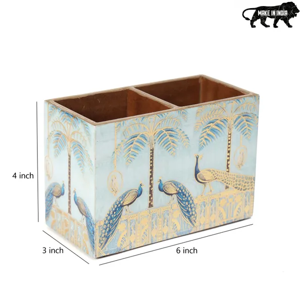 Enamel_Coated_Multiutility_Wooden_Holders_with_2_Sections_|_Trending_Spoon_Stand_Chammach_Holder|_Pen_Stand_(15xX10_cm)