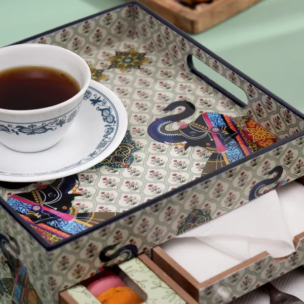 Multicolor_Wooden_Wooden_Enamel_Coated_Multi_Serving_Tray_With_3_Drawers_For_Home_,_Multi_Storage_Organizer_Tray_,_Dining_Tray_,_Drawer_Tray_(_(25X25X12)Cm_)
