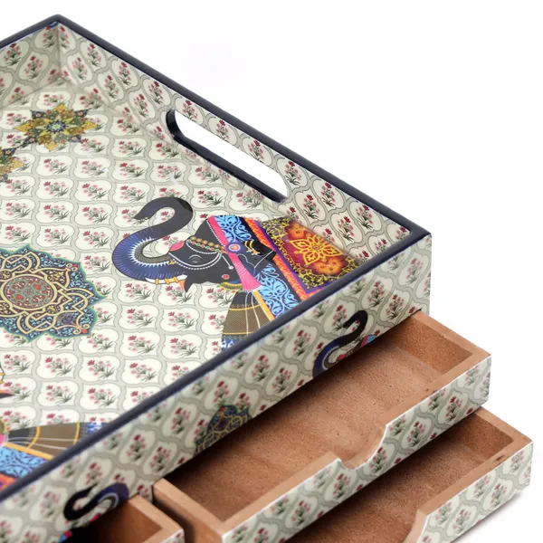 Multicolor_Wooden_Wooden_Enamel_Coated_Multi_Serving_Tray_With_3_Drawers_For_Home_,_Multi_Storage_Organizer_Tray_,_Dining_Tray_,_Drawer_Tray_(_(25X25X12)Cm_)