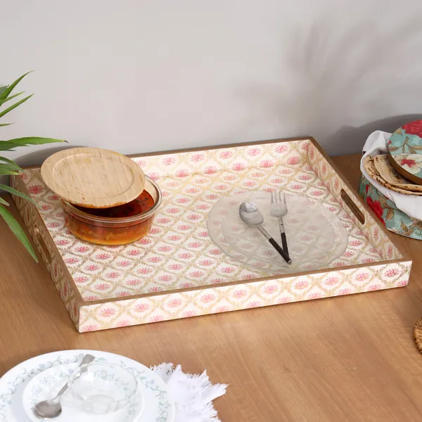 White,_Pink_&_Gold_Wooden_Waterproof_Wooden_Enamel_Coated_Rectangular_Serving_Tray_With_Handles_For_Home_&_Dining_Table_,_Multipurpose_Tray_,_Big_Serving_Tray_(_(56X41X5)Cm_)