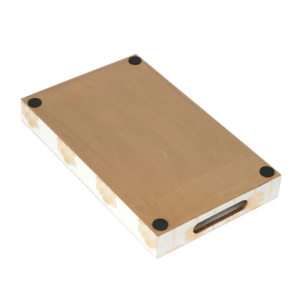 White_&_Gold_Wooden_Waterproof_Wooden_Enamel_Coated_Rectangular_Trays_With_Handle_,_Serving_Trays_For_Home_&_Dining_Table_,_Multipurpose_Trays_(_(41X25||36X20||30X15)Cm_)_(Set_Of_3)