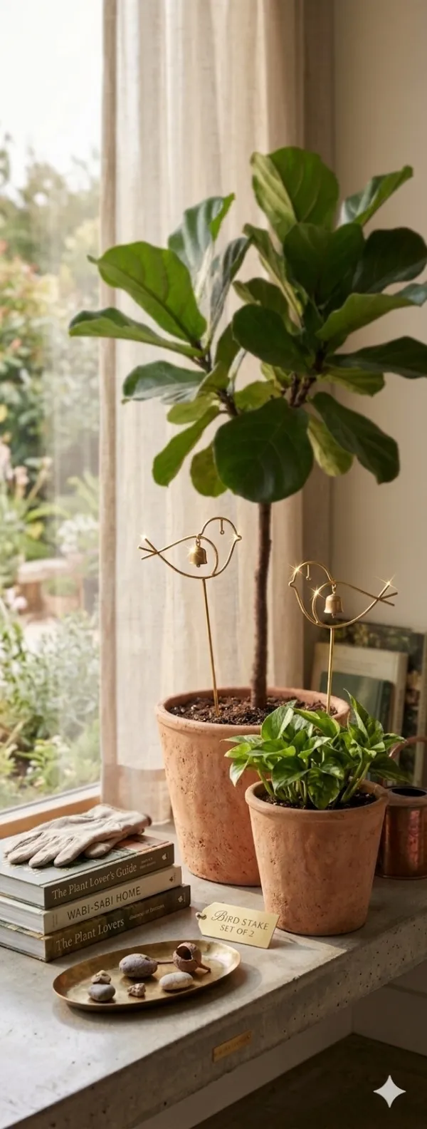 Set_of_2_Garden_Stake_Gold_Metal_Bird_with_Hanging_Bell_Design_-_Elegant_Outdoor_Decoration_For_For_Nature_Inspired_Home_Decor