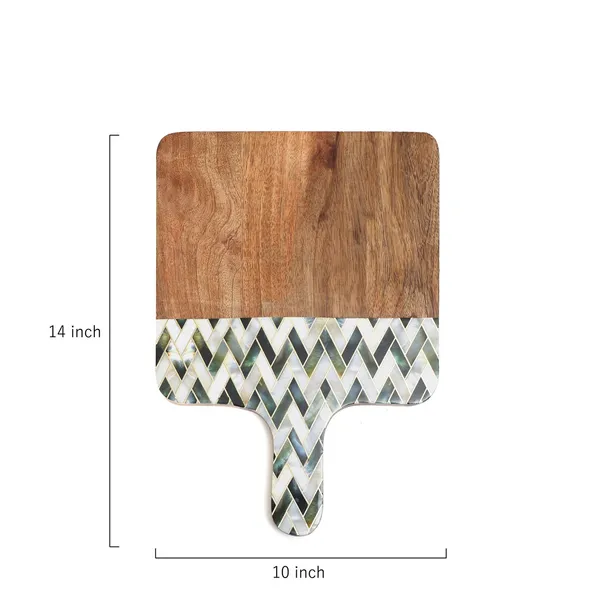 White_&_Silver_Wooden_Enamel_Coated_Cheese_Board_With_Handle_In_Mangowood_,_Snacks_Platter_For_Home_&_Dining_Table_,_Serving_Platter_(_(36X25)Cm_)