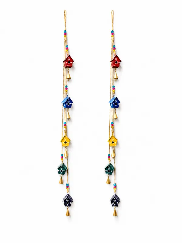 Handcrafted_Metal_Bird_House_Hanging_Wind_Chime_with_Bells_|_Multicolor_Wall_Hanging_Decor_|_44_x_2_Inches_|_Home,_Balcony_&_Garden_Decoration_(Pack_of_2)
