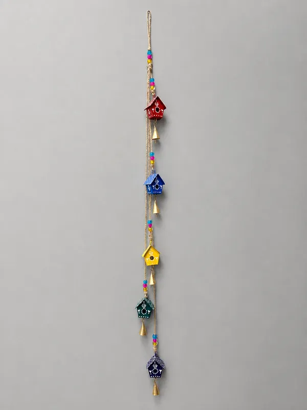 Handcrafted_Metal_Bird_House_Hanging_Wind_Chime_with_Bells_|_Multicolor_Wall_Hanging_Decor_|_44_x_2_Inches_|_Home,_Balcony_&_Garden_Decoration_(Pack_of_2)