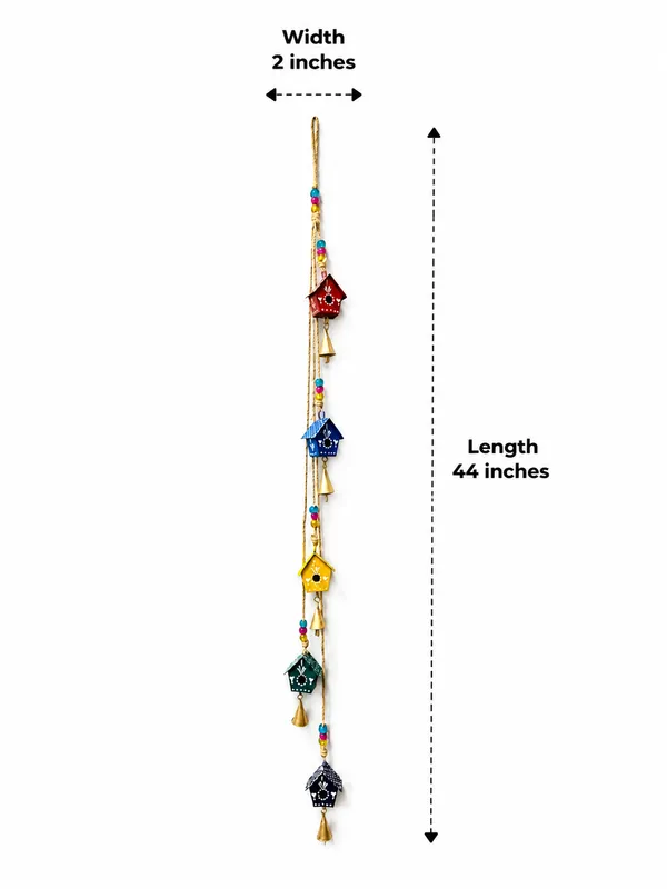 Handcrafted_Metal_Bird_House_Hanging_Wind_Chime_with_Bells_|_Multicolor_Wall_Hanging_Decor_|_44_x_2_Inches_|_Home,_Balcony_&_Garden_Decoration_(Pack_of_2)