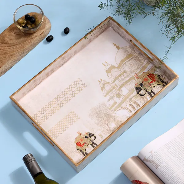 Cream_&_Gold_Wooden_Waterproof_Wooden_Enamel_Coated_Rectangular_Serving_Tray_With_Handles_For_Home_&_Dining_Table_,_Multipurpose_Tray_,_Serving_Tray_(_(38X28X5)Cm_)