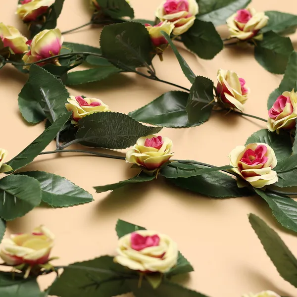 Artificial_Small_Velvet_Rose_Creeper_YellowPurple_Flower_Vine_With_Lush_Hanging_Floral_Design_For_Home_Wall_Decoration_Garden_Wedding_And_Events_Pack_of_5