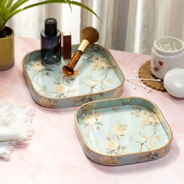 Wooden_Enamel_Coated_Square_Set_of_2_Trays_|_Serving_Tray_for_Home_&_Dining_Table_|_Printed_Multipurpose_Trays__(8x8_,_9x9_Inches)