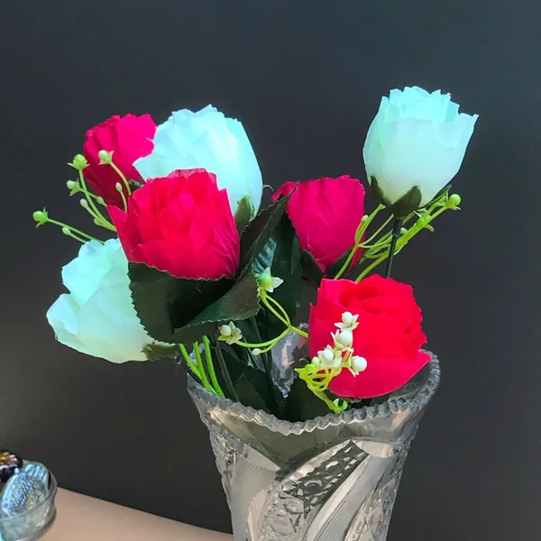 Artificial_Rose_Bouquet_Dark_Pink_White_Floral_Bunch_With_Green_Leaves_For_Table_Decoration_Home_Styling_Wedding_Decoration_And_Party_Decor_Pack_of_2_(Vase_Not_Included)