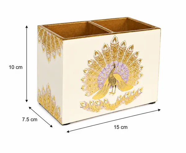 MDF_Wooden_Enamel_Coated_Cutlery_Holder_Organizer_2_Section_Peacock_Design_Tabletop_Storage_Stand_For_Kitchen_Dining_Table_Home_Office