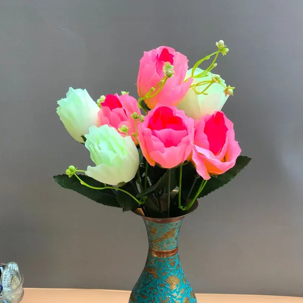 Artificial_Rose_Bouquet_Light_Pink_White_Floral_Bunch_With_Green_Leaves_For_Table_Decoration_Home_Styling_Wedding_Decoration_And_Party_Decor_Pack_of_2_(Vase_Not_Included)