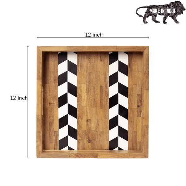 Bown_&_Black_Wooden_Resin_Square_Serving_Tray_With_Inlay_Work_In_Resin_And_Wood_,_Snacks_And_Cheese_Tray_For_Home_&_Dining_Table_,_Multipurpose_Tray_With_Handles_(_(30X30)Cm_)
