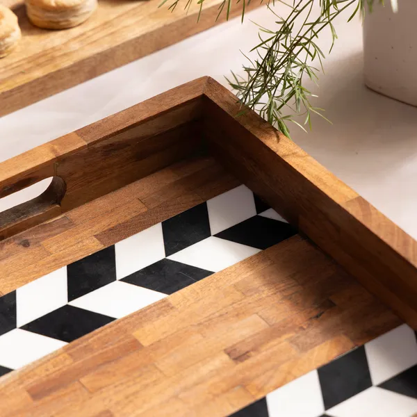 Bown_&_Black_Wooden_Resin_Square_Serving_Tray_With_Inlay_Work_In_Resin_And_Wood_,_Snacks_And_Cheese_Tray_For_Home_&_Dining_Table_,_Multipurpose_Tray_With_Handles_(_(30X30)Cm_)