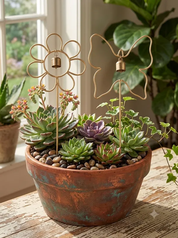 Metal_Flower_&_Butterfly_Garden_Stakes_with_Hanging_Bells_Elegant_Gold_Floral_&_Insect_Plant_Ornaments_for_Garden_Decor_(Pack_of_2)