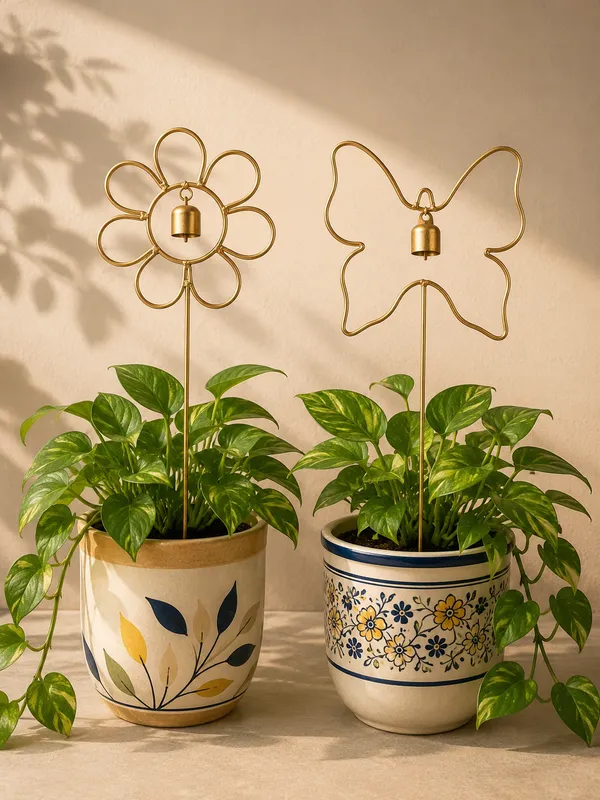 Metal_Flower_&_Butterfly_Garden_Stakes_with_Hanging_Bells_Elegant_Gold_Floral_&_Insect_Plant_Ornaments_for_Garden_Decor_(Pack_of_2)