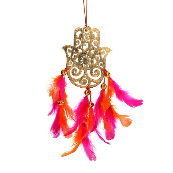 Metal_Hamsa_Hanging_with_Orange_&_Pink_Feathers_for_Home,_Garden,_Balcony,_Car_Decorative_(8x4.75_inch)