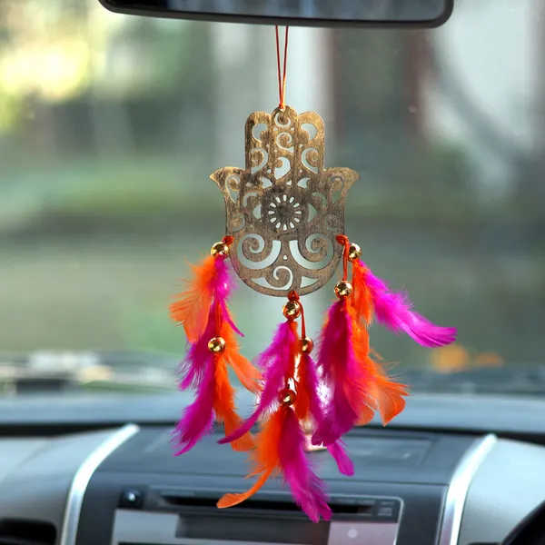 Metal_Hamsa_Hanging_with_Orange_&_Pink_Feathers_for_Home,_Garden,_Balcony,_Car_Decorative_(8x4.75_inch)