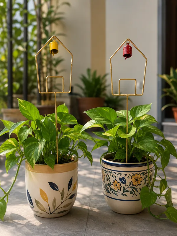 Metal_House-Shaped_Garden_Stakes_with_Hanging_Bells_Elegant_Gold_Birdhouse_Motif_Plant_Ornaments_with_Yellow_&_Red_Accent_Bells_(Pack_of_2)