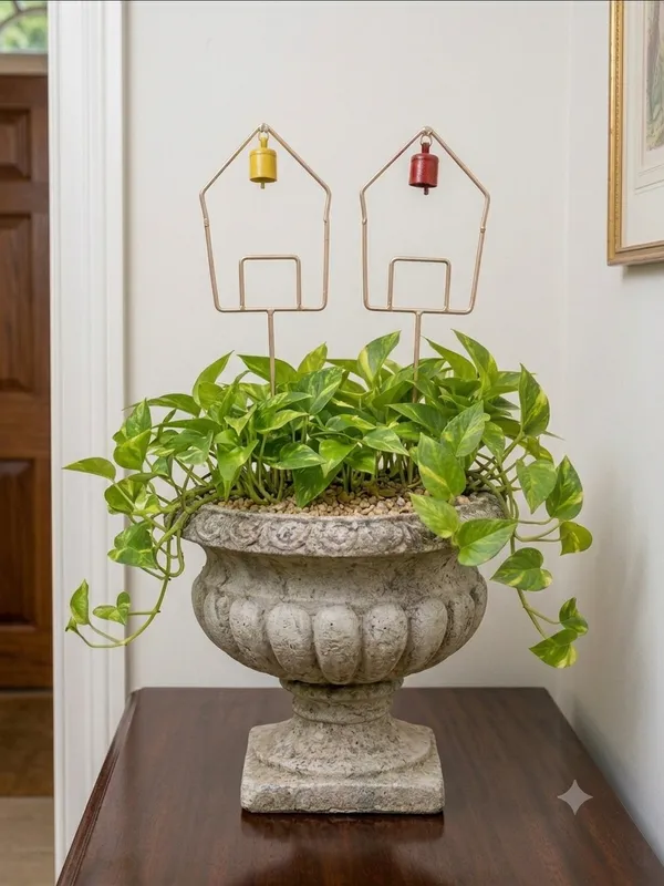 Metal_House-Shaped_Garden_Stakes_with_Hanging_Bells_Elegant_Gold_Birdhouse_Motif_Plant_Ornaments_with_Yellow_&_Red_Accent_Bells_(Pack_of_2)