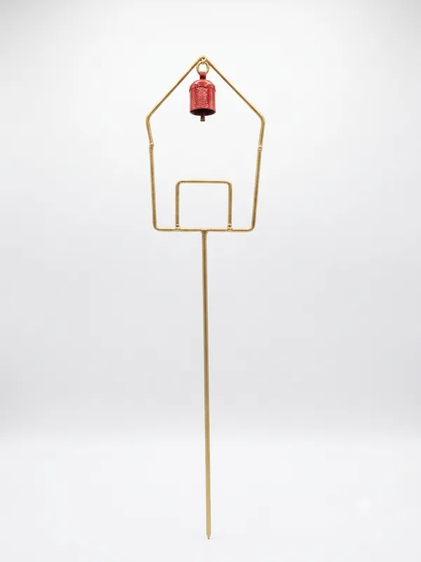 Metal_House-Shaped_Garden_Stakes_with_Hanging_Bells_Elegant_Gold_Birdhouse_Motif_Plant_Ornaments_with_Yellow_&_Red_Accent_Bells_(Pack_of_2)