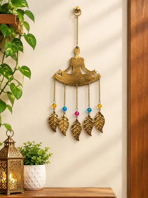 Metal_Meditation_Buddha_Wall_Hanging_with_Leaf_Charms_&_Colorful_Beads_Ideal_for_Living_Room,_Balcony_and_Entrance_Decor