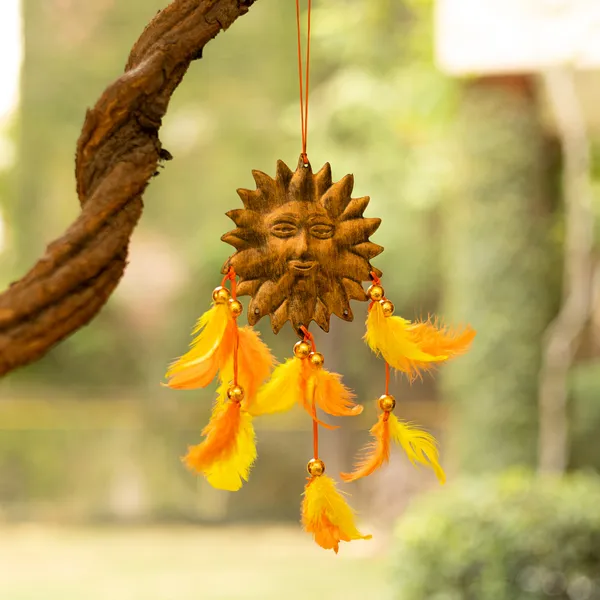 Metal_Sun_Hanging_with_Orange_&_Yellow_Feathers_for_Home,_Garden,_Balcony,_Car_Decorative_(8x4.75_inch)