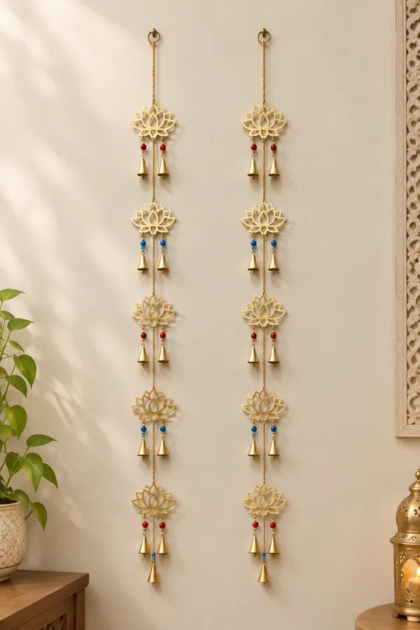 Metal_Wall_Hanging_Windchime_Lotus_Design_with_Hanging_Bells_Latkan_(Pack_of_2)