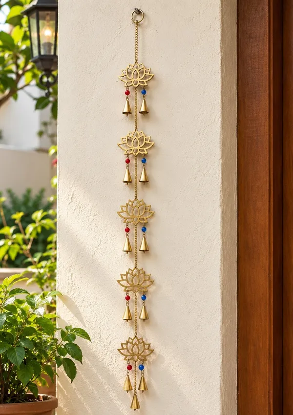 Metal_Wall_Hanging_Windchime_Lotus_Design_with_Hanging_Bells_Latkan_(Pack_of_2)