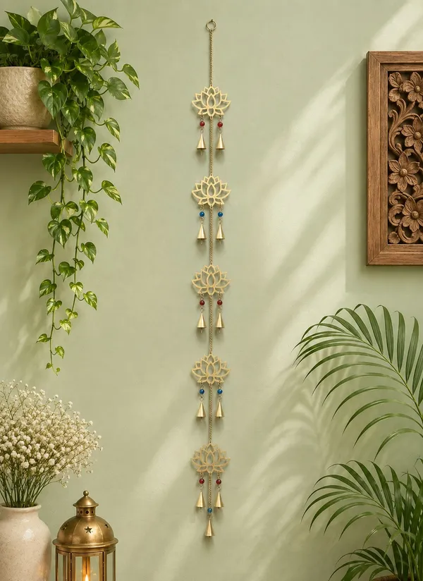 Metal_Wall_Hanging_Windchime_Lotus_Design_with_Hanging_Bells_Latkan_(Pack_of_2)
