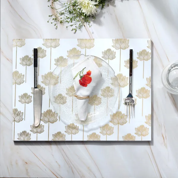 White_&_Gold_Wooden_Set_Of_2_Enamel_Coated_Rectangular_Wooden_Placemats_For_Home_,_Waterproof_Printed_Placemat_For_Table_(_(38X3X1)Cm_)_(Set_Of_2)