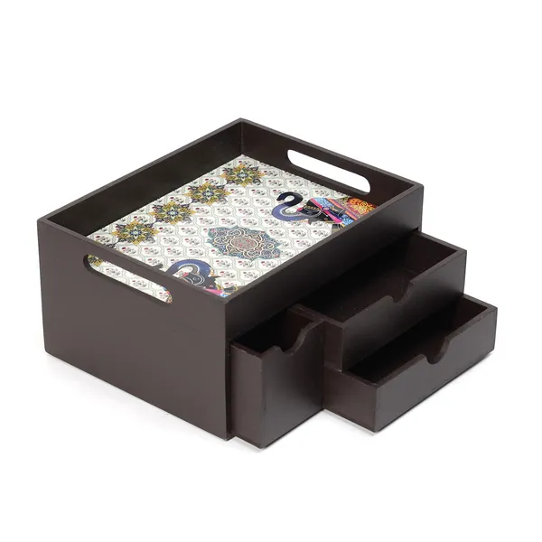 Multicolor_Wooden_Wooden_Multi_Serving_Tray_With_3_Drawers_For_Home_,_Multi_Storage_Organizer_Tray_,_Dining_Tray_,_Trending_Drawer_Tray_(_(26X22X14)Cm_)