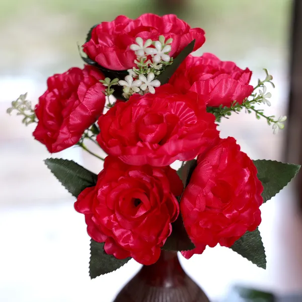 Luxury_Dark_Pink_Artificial_Rose_Bunch_7_Realistic_Silk_Flowers_with_Foliage_for_Living_Room_Decoration,_Bridal_Bouquet,_Anniversary_Gift,_Party_&_Event_Decor_Pack_of_2__(Vase_Not_Included)