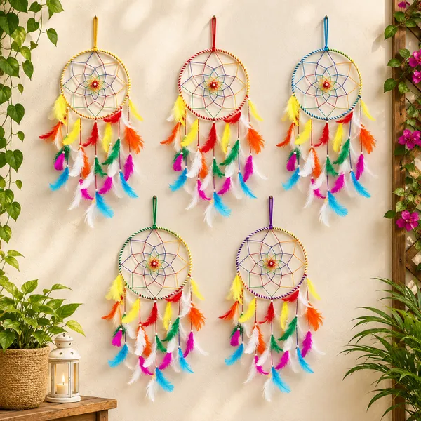 Pack_of_5_Rainbow_Feathers_Dream_Catchers_Handcrafted_Multi-Color_Wall_Hanging_for_Bedroom,_Kids_Room,_Balcony_&_Festival_Decor