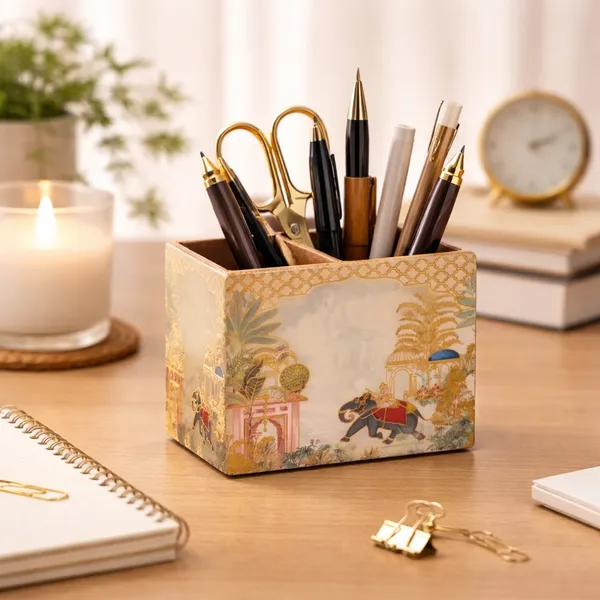 Enamel_Coated_Multiutility_Wooden_Holders_with_2_Sections_|_Spoon_Stand_Chammach_Holder|_Pen_Stand_(15xX10_cm)