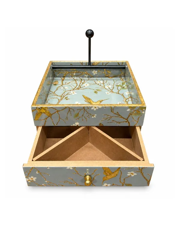 Premium_MDF_Wooden_Enamel_Coated_Napkin_Holder_with_3-Section_Organizer_Drawer_|_Blue_&_Gold_Bird_Floral_Design_Tissue_Holder_for_Dining_Table,_Kitchen_&_Home_Décor