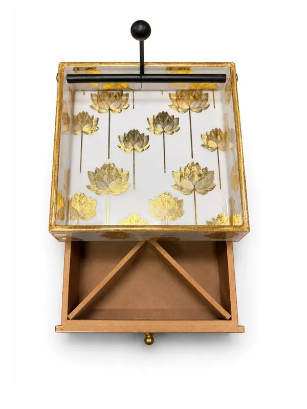 Premium_MDF_Wooden_Enamel_Coated_Napkin_Holder_with_3-Section_Organizer_Drawer_|_White_&_Gold_Lotus_Design_Tissue_Holder_with_Storage_Tray_for_Dining_Table,_Kitchen,_Home_Décor_&_Gifting
